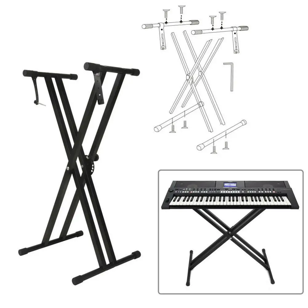 Регулируемая подставка для пианино с двумя трубками 54/61/76/88 клавиш | Спорт и