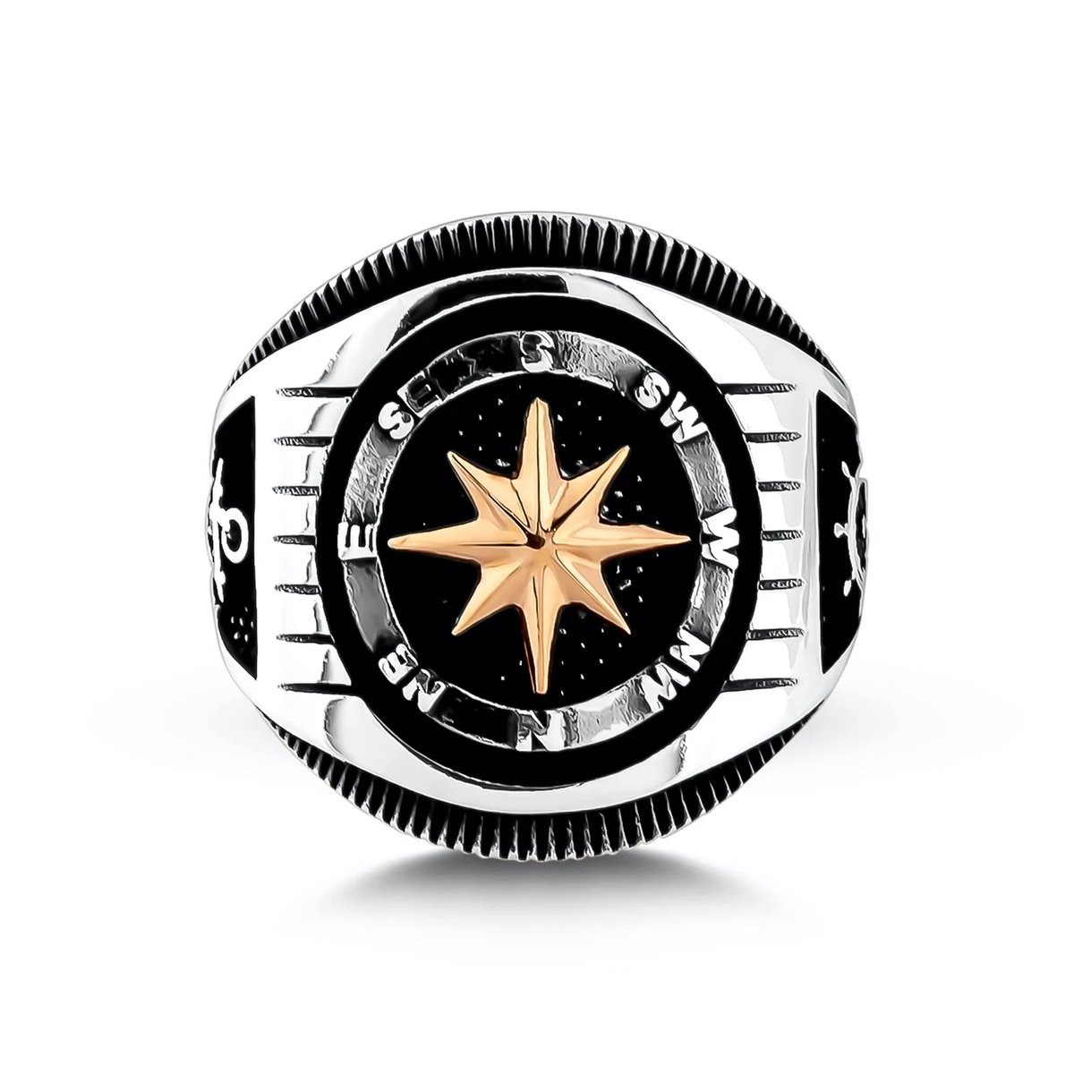 Bague en argent massif 925 pour hommes, Motif ancre, modèle boussole, bijoux de marin à la mode de haute qualité