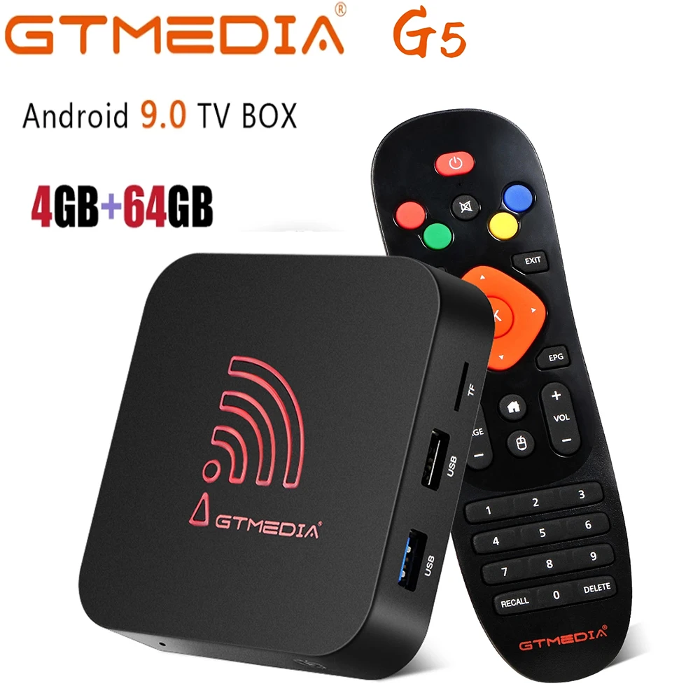 

GTMEDIA G5 Android TV Box Android 9.0 System GTUI Widevine L1 Amlogic S905X2 4GB+64GB Support watch netflix in HD BT4.0 TV Box