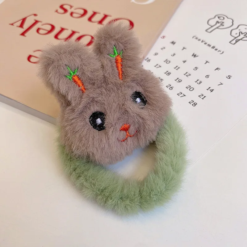 

New rabbit plush hair ring cute ball head net red ins sweet high elastic rubber band hair rope headdress
