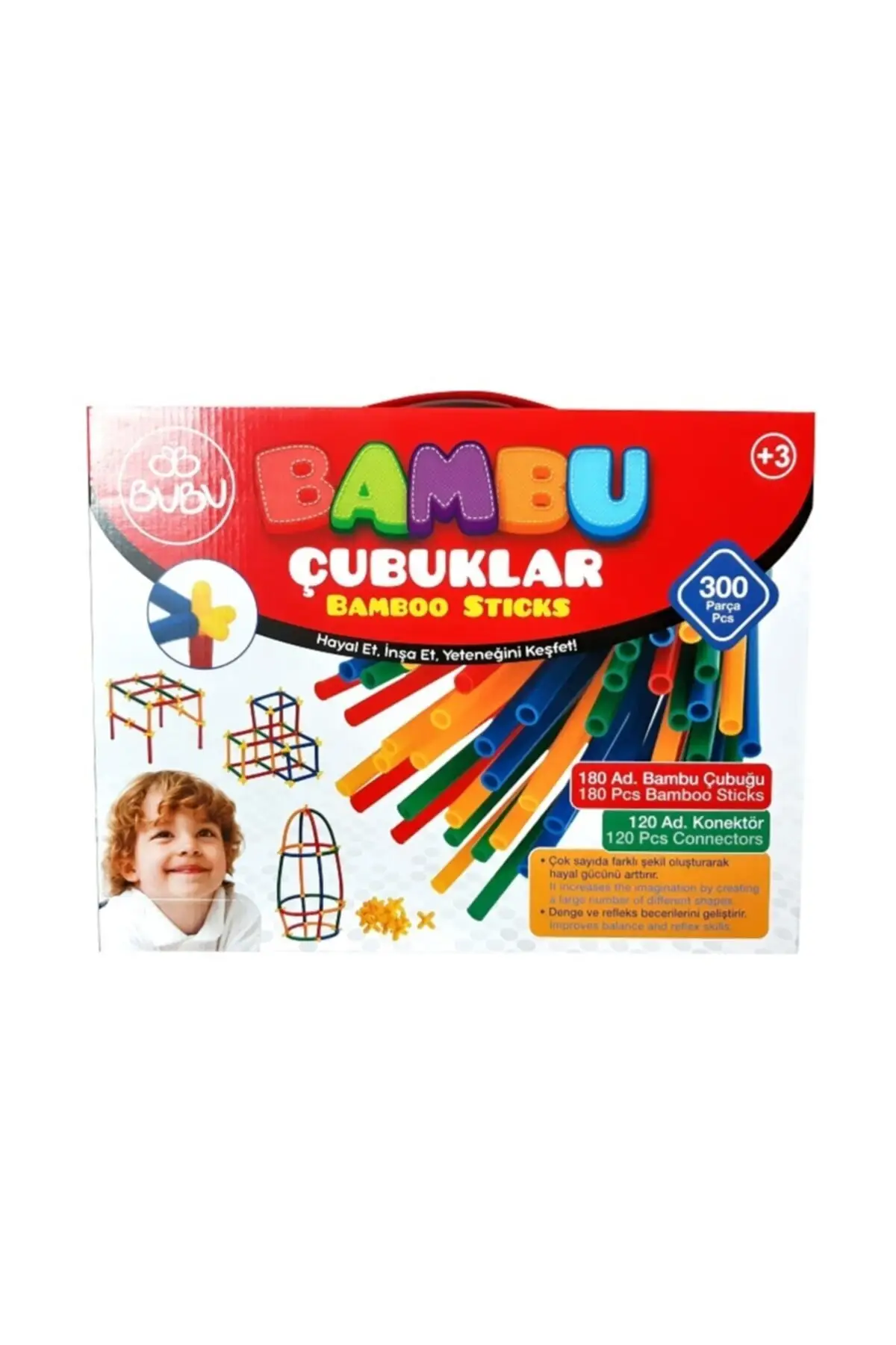 

STEM Building Creativity Kit, Featuring 300 Multi-Colored Bamboo Pieces