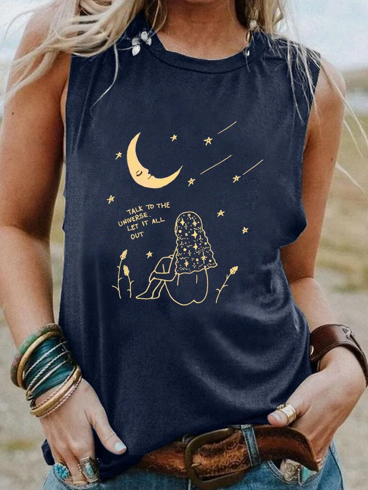 Женская Винтажная Майка с надписью Talk to the Universe Let it All Out |