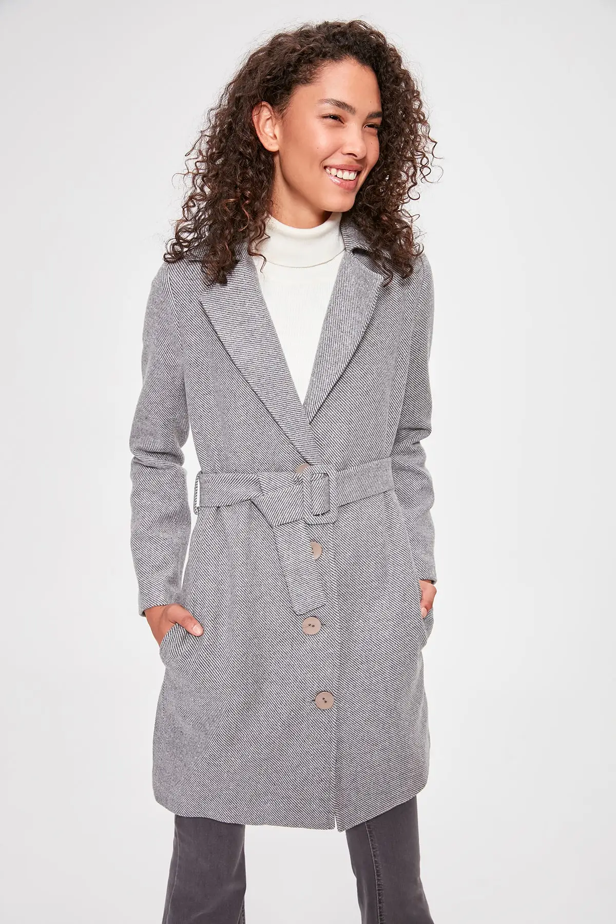 Trendyol Arched Herringbone Pattern Stamp Coat TWOAW20KB0105 | Женская одежда