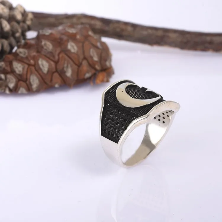 Кольцо для мужчин "Полумесяц & Звезда". Кольца для мужчин, серебро. Подарок на Рождество, день рождения. Украшение 925 стерлинг.