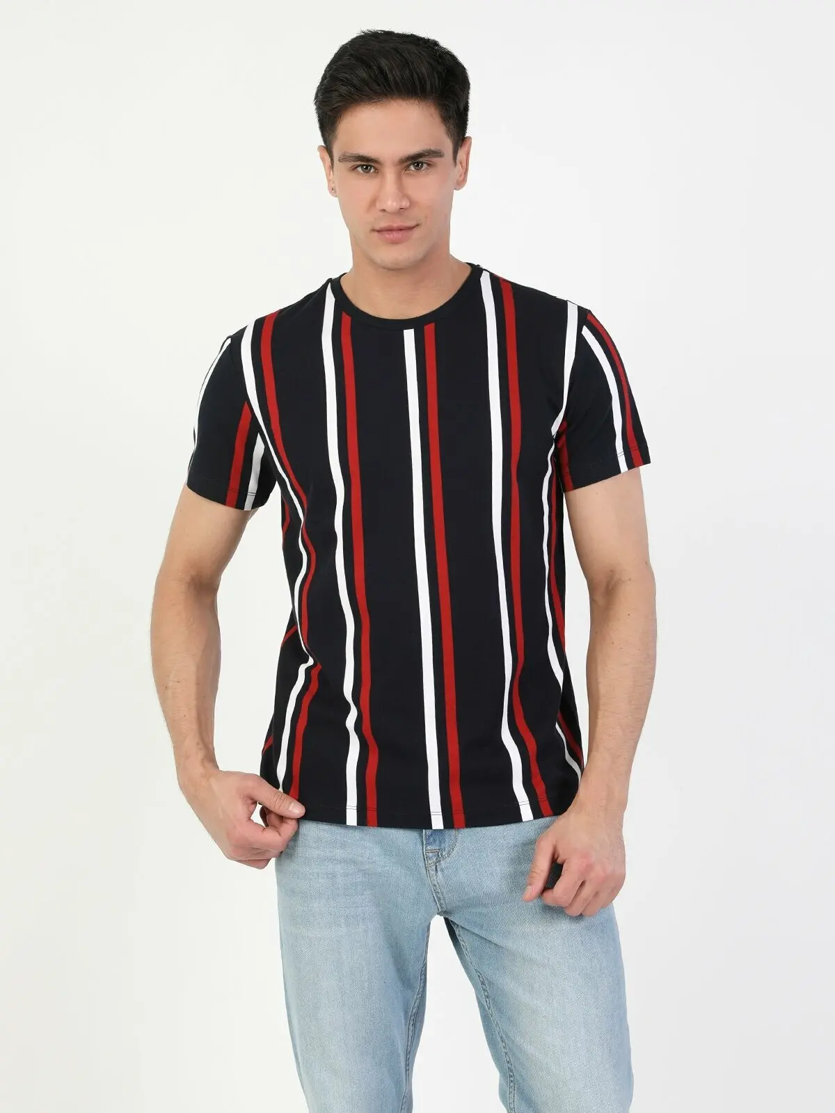 

Colins Men Regular Fit Navy Short SleeveTshirt
