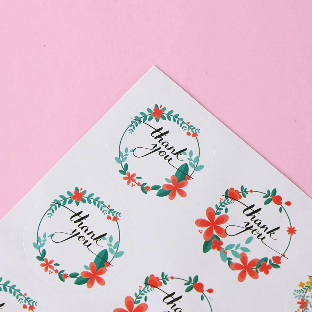 1 sheet Round Colored Garland Thank You Seal Sticker Kraft Paper Packaging Label Supplies | Дом и сад