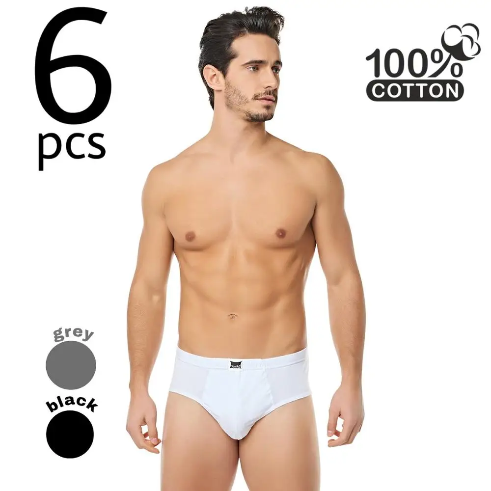 Мужские трусы 6 шт. хлопковых трусов доступны в вариантах черного серого белого