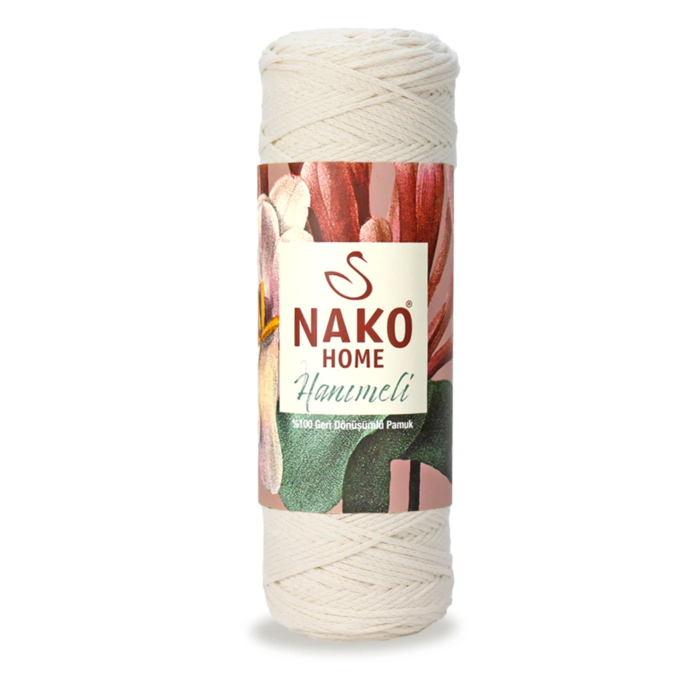 

Nako Home With Honeysuckle 100% Recycled Cotton Content 250G, 205 M, number 5 Suitable for Crochet Bag, Jewelry, 5 PCS
