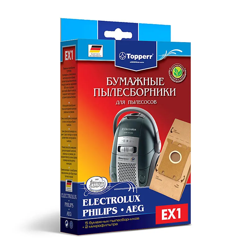 Бумажные пылесборники Topperr EX1 для пылесосов AEG BORK ELECTROLUX ZANUSSI 5 шт | Бытовая техника