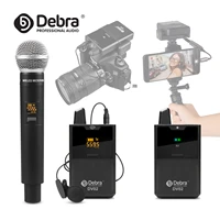 debra dv uhf wireless lavalierhandheld microphone with audio monitor 50m range for phones dslr cameras live recording interview