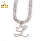 Король BLING, курсивные буквы с 9 мм кубинским кисть для цепи фианитом, ожерелье с интимным именем, шарм, ювелирные изделия в стиле хип-хоп