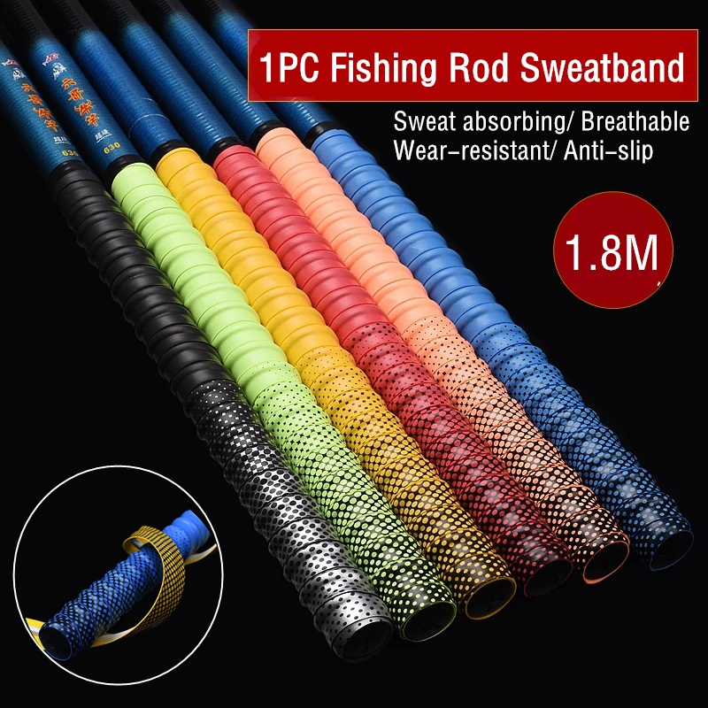 

180cm Gradient Colorful Thickened Sport Fishing Rod Sweatband Anti-Slip Sweat Tape Wraps Badminton Tennis Racket Grip Tape
