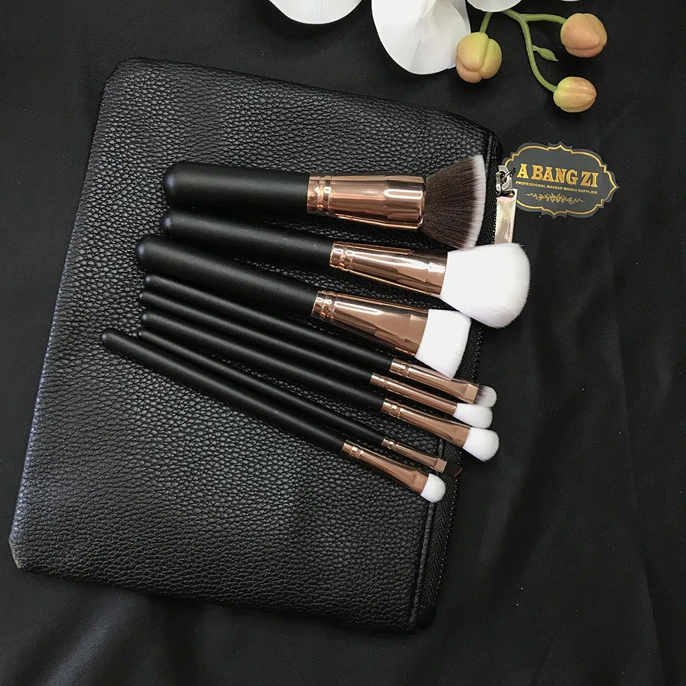 

8pcs powder body paint concealer synthetic vegan makeup brushes set with PU bag