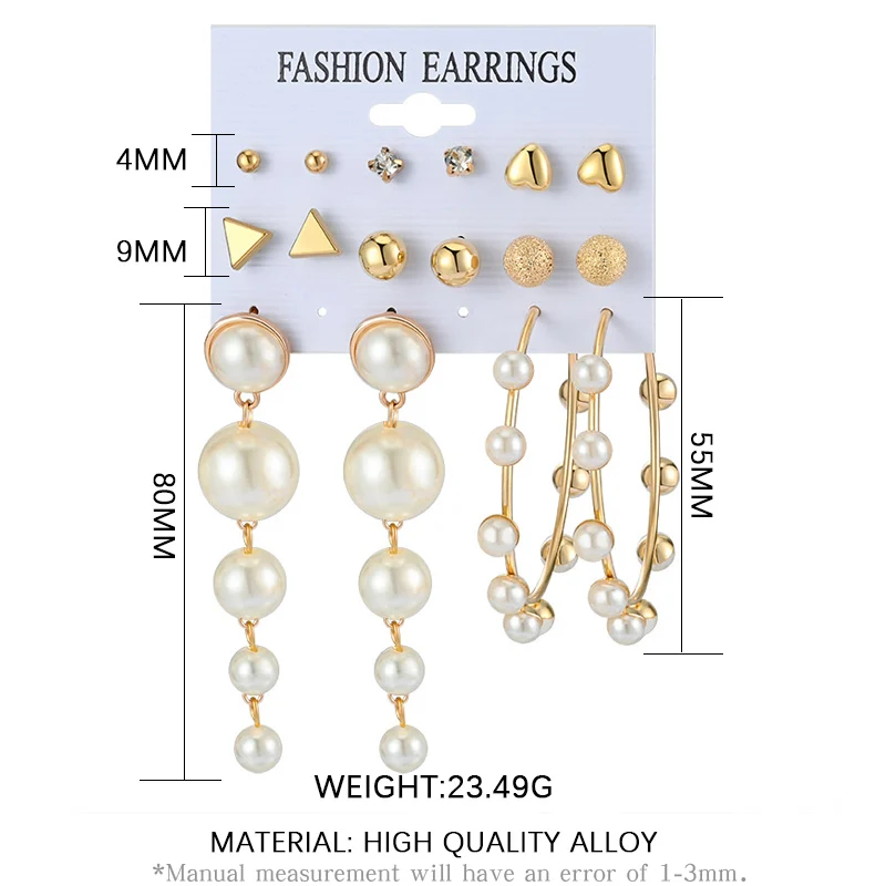 

Fashion Statement Pearl Gold Drop Earrings Sets For Women Geometirc Metel Circle Dangle Earrings 2021 Trend Female Jewelry Gifts