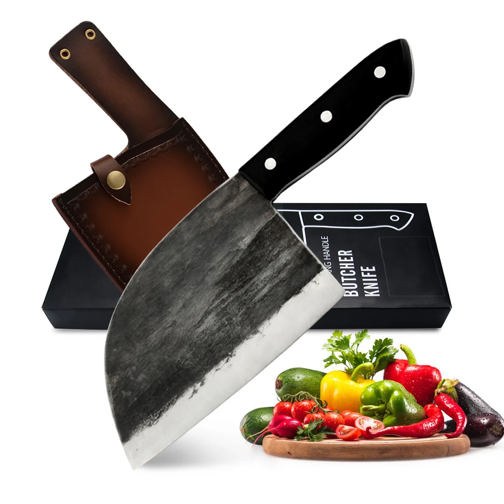 

Xyj 7-дюймовый нож шеф-повара ручной работы мясника с полным покрытием, кухонный нож, острые ножи с кованым покрытием из высокоуглеродистой стали