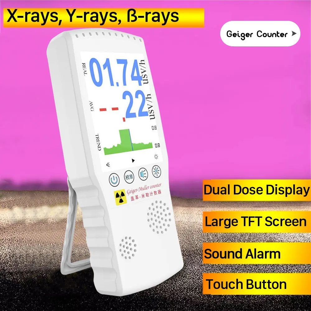 Nashone Compteur Geiger Counter Nuclear Radiation Detector ß Y X-Ray Gamma Radiation Detector TFT Personal Dose Alarm Instrument