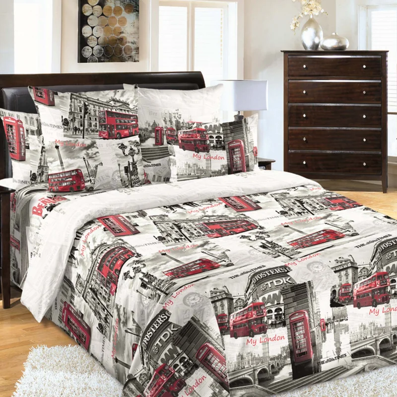 Постельное белье из перкаля - Лондон 1 Размер: Семейный Хлопок 100% | Дом и сад