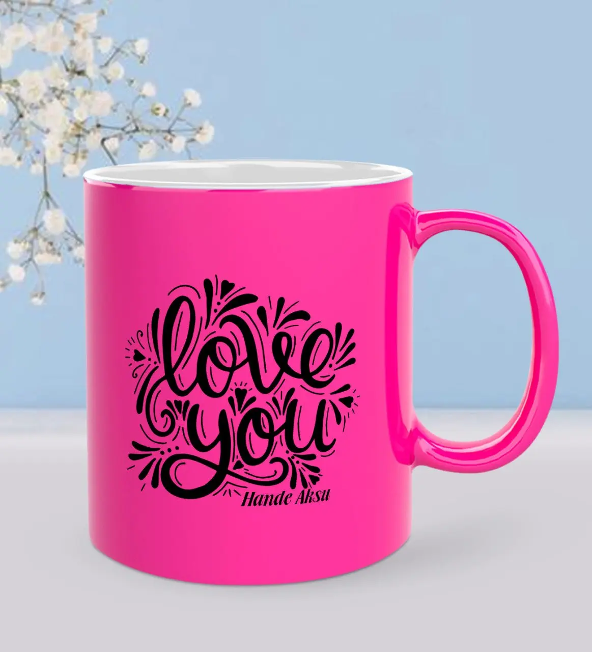 

Personalized Custom Sweetheart Design Highlighter Pink Mug Cup-100