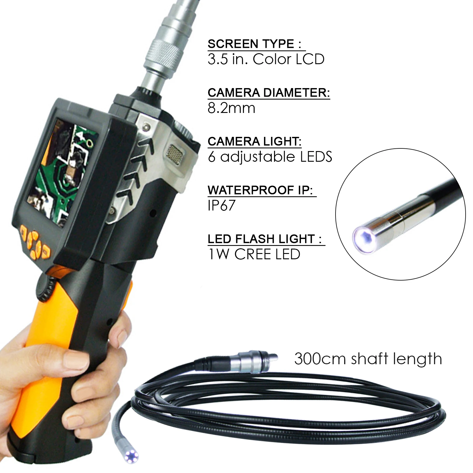 3 5 &quotСъемный ЖК-видео Инспекционная камера бороскоп эндоскоп SnakeScope 8 2 мм диаметр