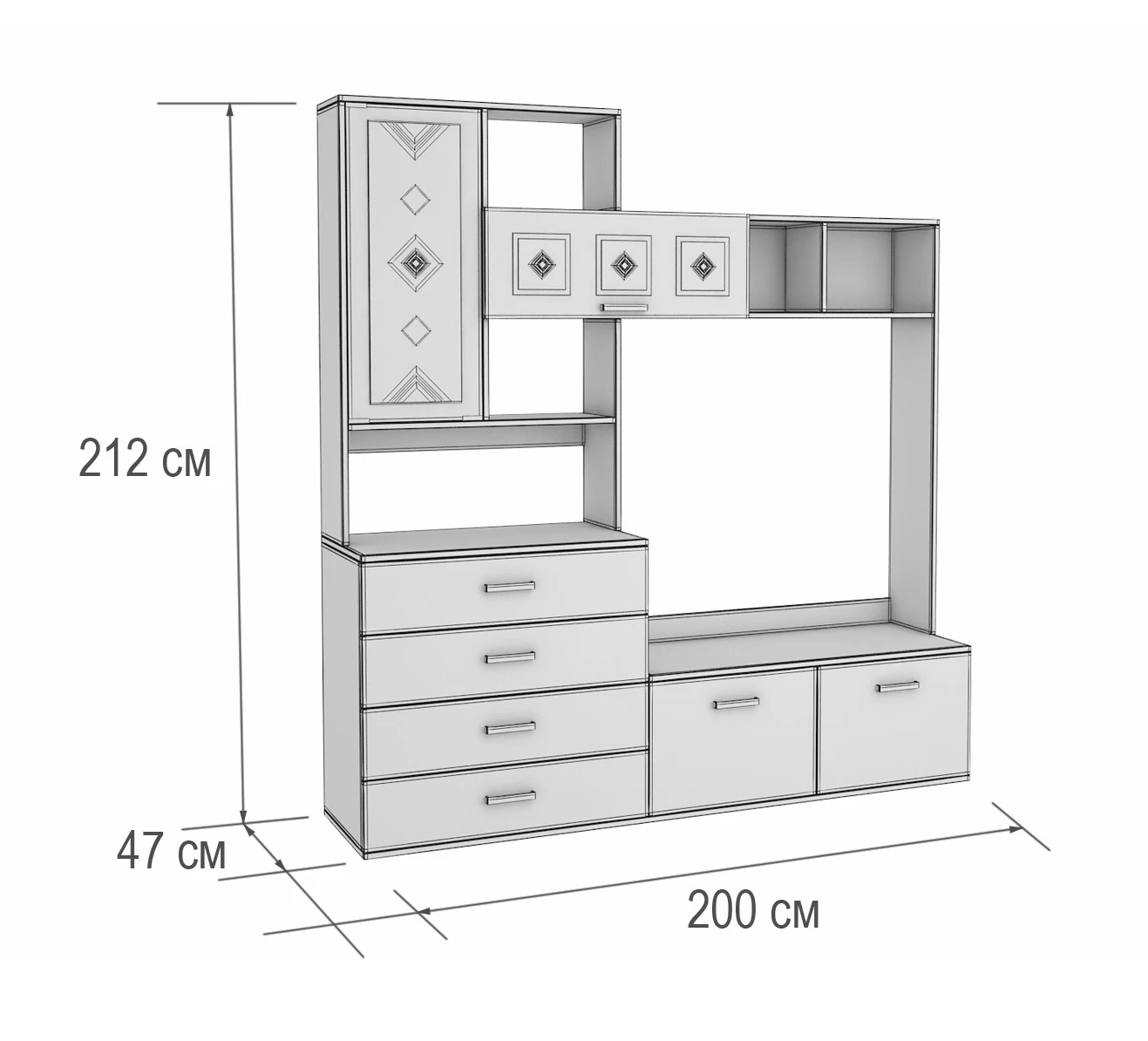 Современная стенка в гостиную под телевизор Бела |