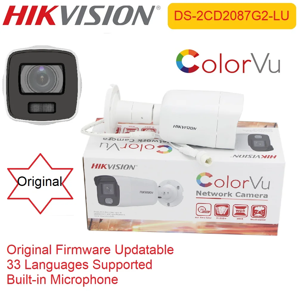 IP камера Hikvision 8 Мп стандартная цветная Vu CCTV POE H.265 + IP67 встроенная микропонная мини