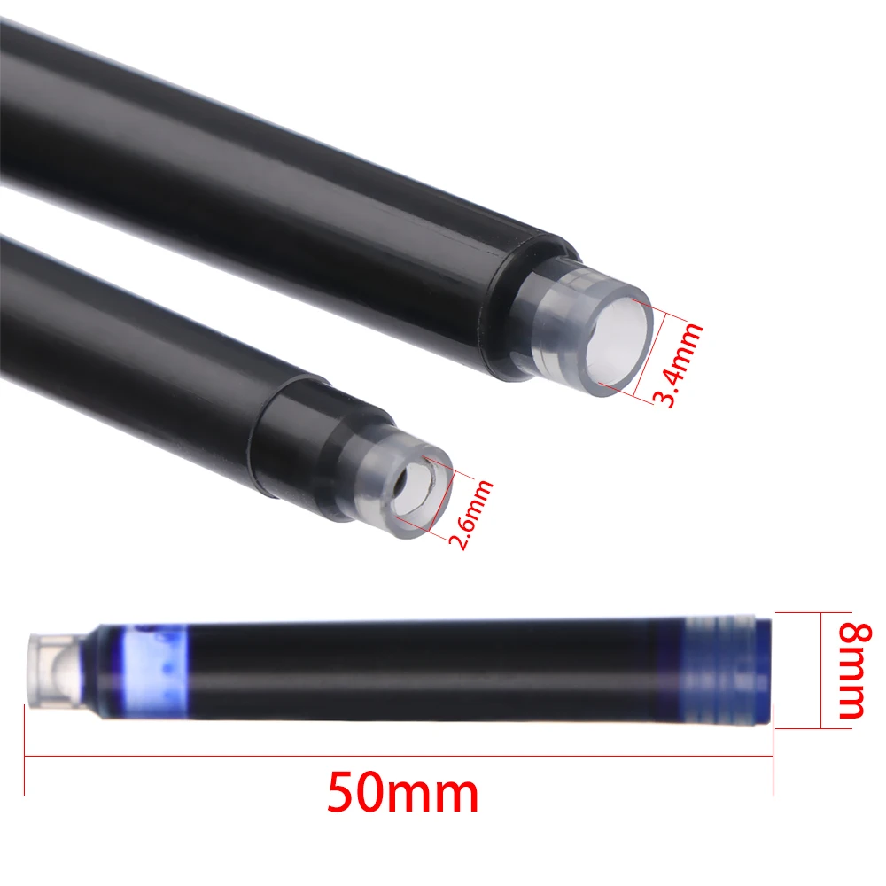 

50 Pcs Blue Black Refill Ink Fountain Replaceable Pen Ink Bag Universal Type 2.6/3.4mm Caliber Ink Bag Student Office Supplies