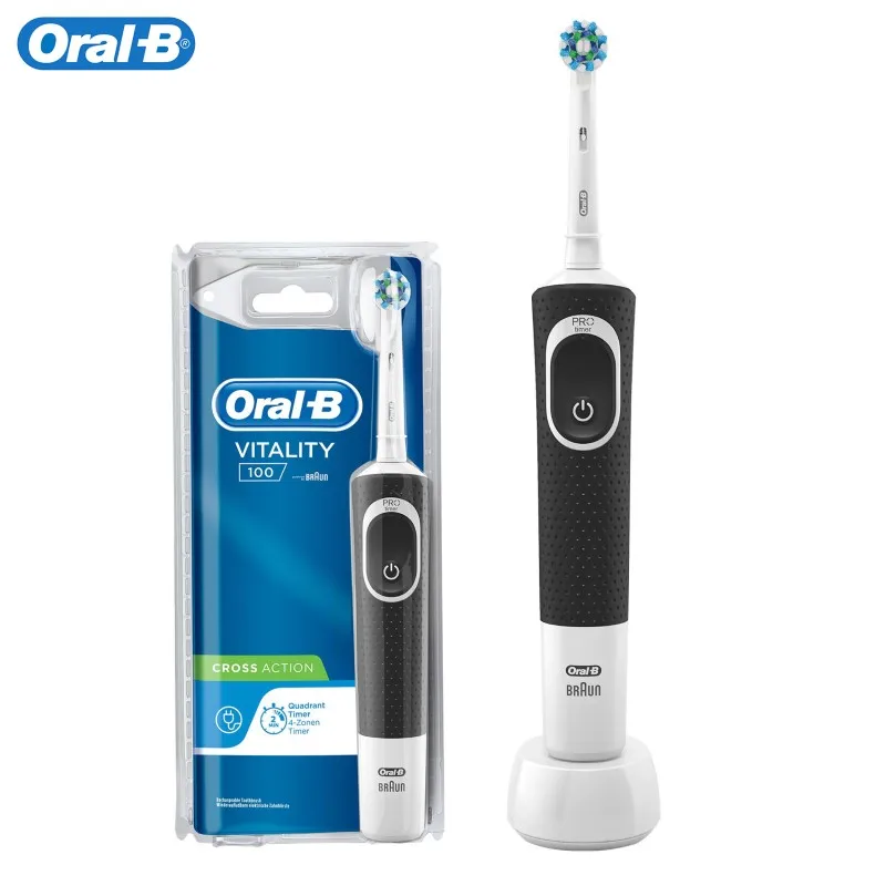 Электрическая зубная щетка Oral B для взрослых Vitality D100 очищающая перезаряжаемая