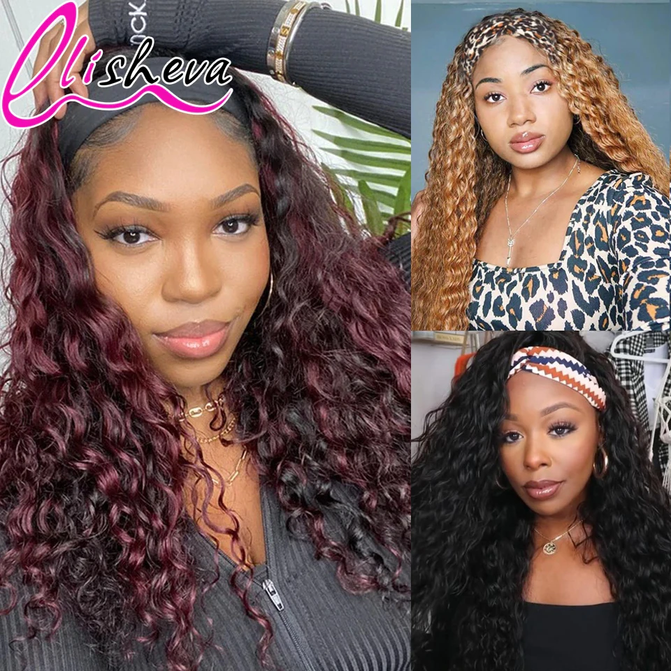 Onda de Água Peruca do Cabelo Perucas para Mulheres Peruca de Cabelo Bandana Humano Negras Ombre 99j Brasileiro Cachecol Peruca Glueless Remy 1b