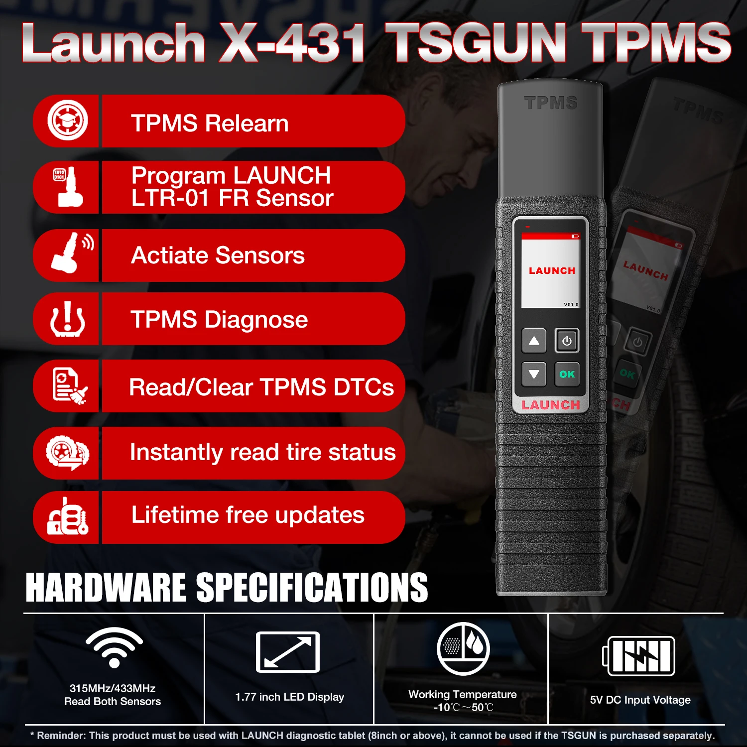 LAUNCH X431 TSGUN TPMS Диагностические инструменты для измерения давления в шинах