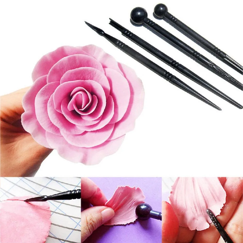 4 шт./компл. резные ручки полезные приспособления для выпечки простой цветочным