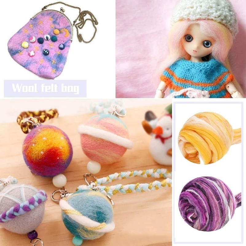 Смеска шерсти шерсть-ровинг 50 г Мериносовая смешанные покрашенного вручную