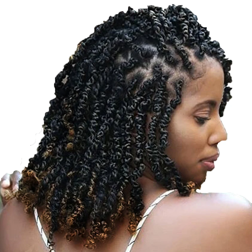 

Пушистые Пружинные удлинители волос, вязанные крючком волосы для черных женщин, Омбре, вязанные крючком волосы, синтетические золотистые К...