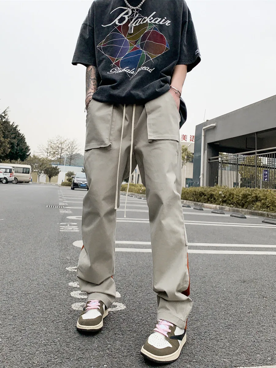 High Street Harajuku Pants Trousers for Men Can Tighten Streetwear Luxury Men's Kanye Fashion Hip Hop Japanese Punk Clothing | Мужская