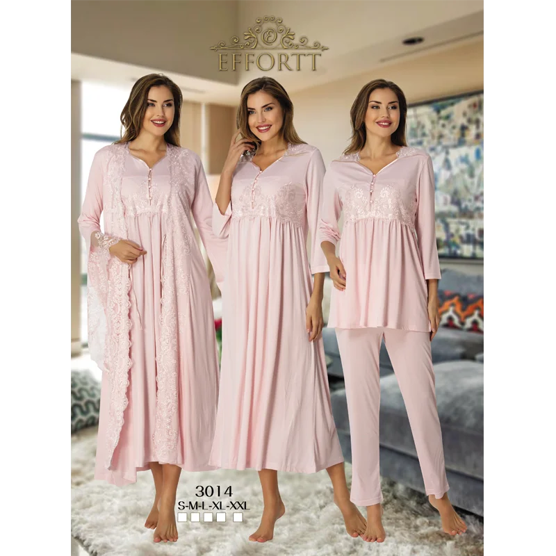 Women's Nightgown, Dressing Gown and Pajamas Set Turkish Cotton Production Lacy Pregnant Comfortable Clothing Soft Fabric enlarge