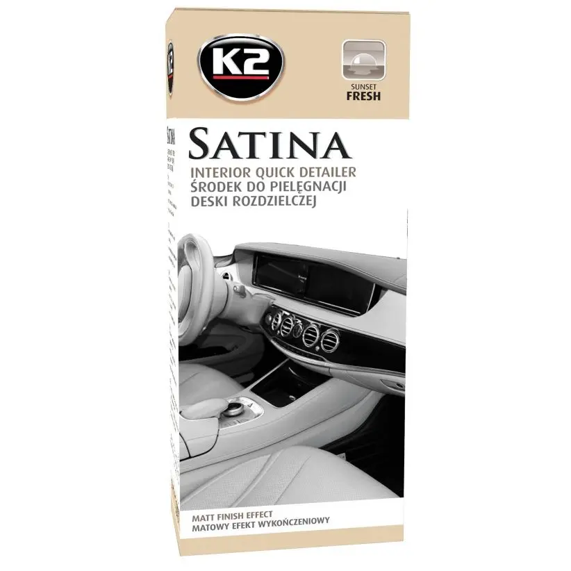 Полироль для пластика с микрофиброй SATINA K2 GOLD черника спрей 770мл.|Уход за пластиком