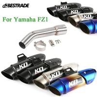 motorcycle exhaust system muffler tip slip on 51mm mid middle link pipe connect tube for yamaha fz1 2006 2015 stainless steel