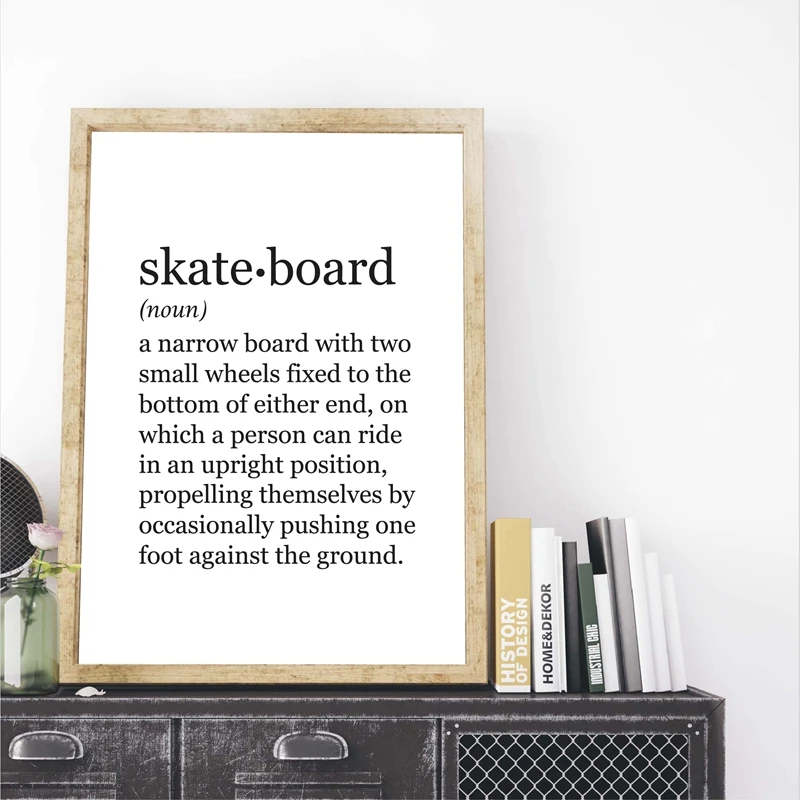 Черно-белый плакат для скейтборда с четкостью подарок современное