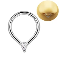 teardrop cubic zirconia nose ring septum clicker cartilage earrings body piercing jewelry 316l surgical steel segment
