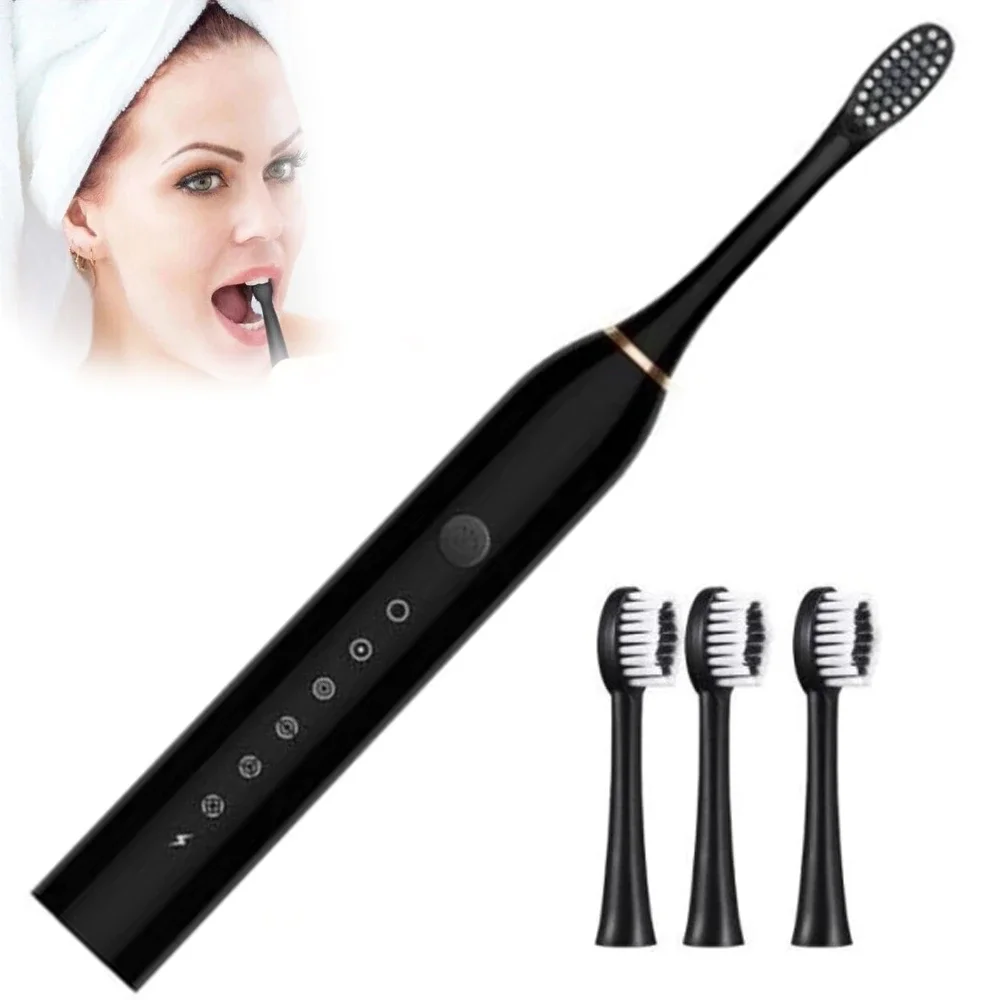 Электрическая зубная щетка Sonic Toothbrush X-3 4 насадки для гигиены полости рта детей и