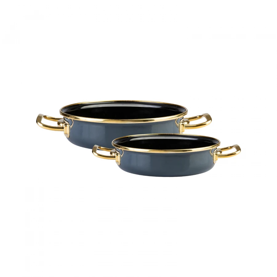 

Retro Enamel Anthracite Frying Pan Set - Enamel Casserole Pot