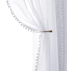 Romatic белая прозрачная занавеска с помпоном для гостиной льняная текстурированная оконная занавеска драпировка для спальни комната принцессы