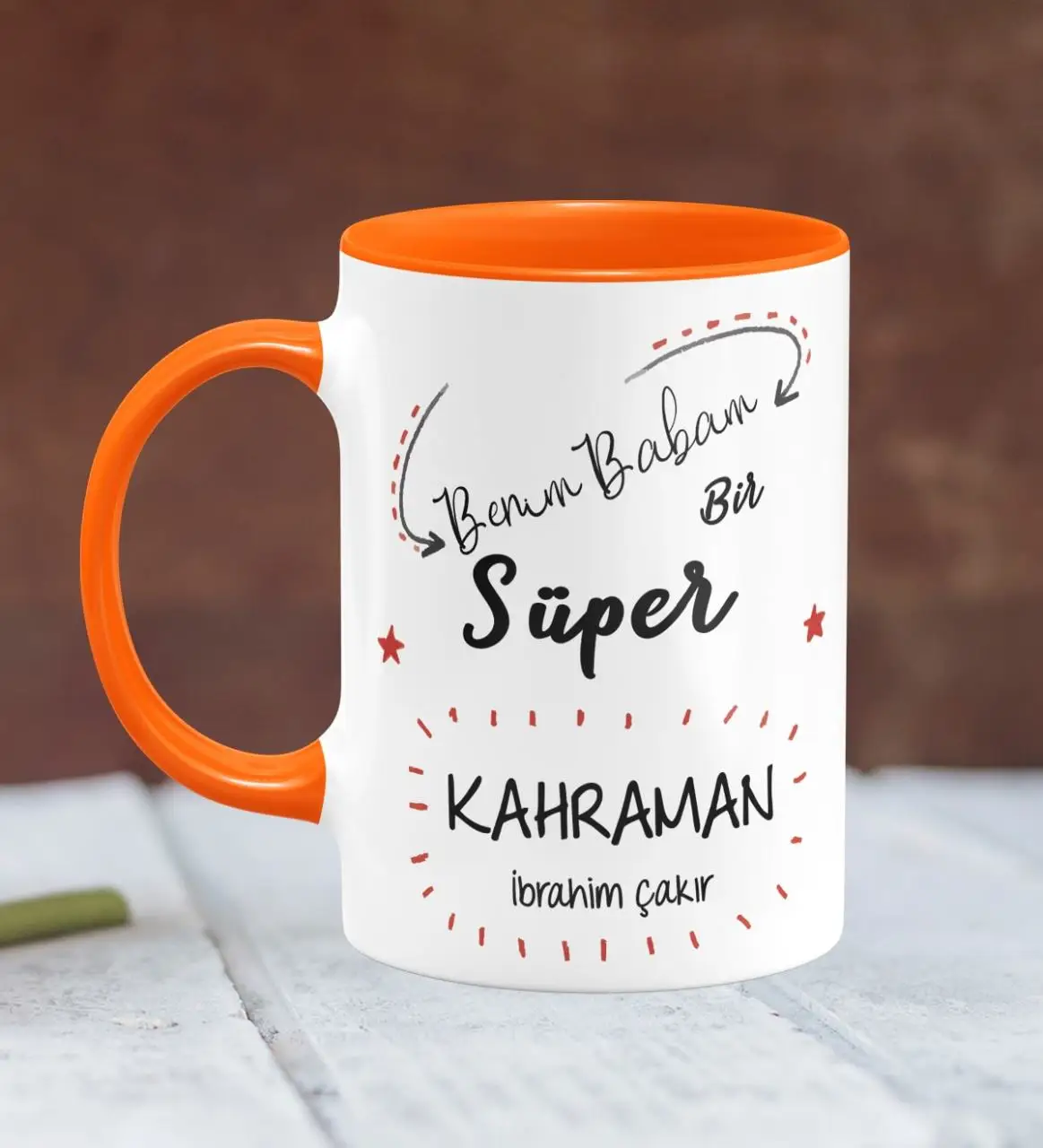 

Personalized Fathers Day Themed Orange Mug Cup 17-361T