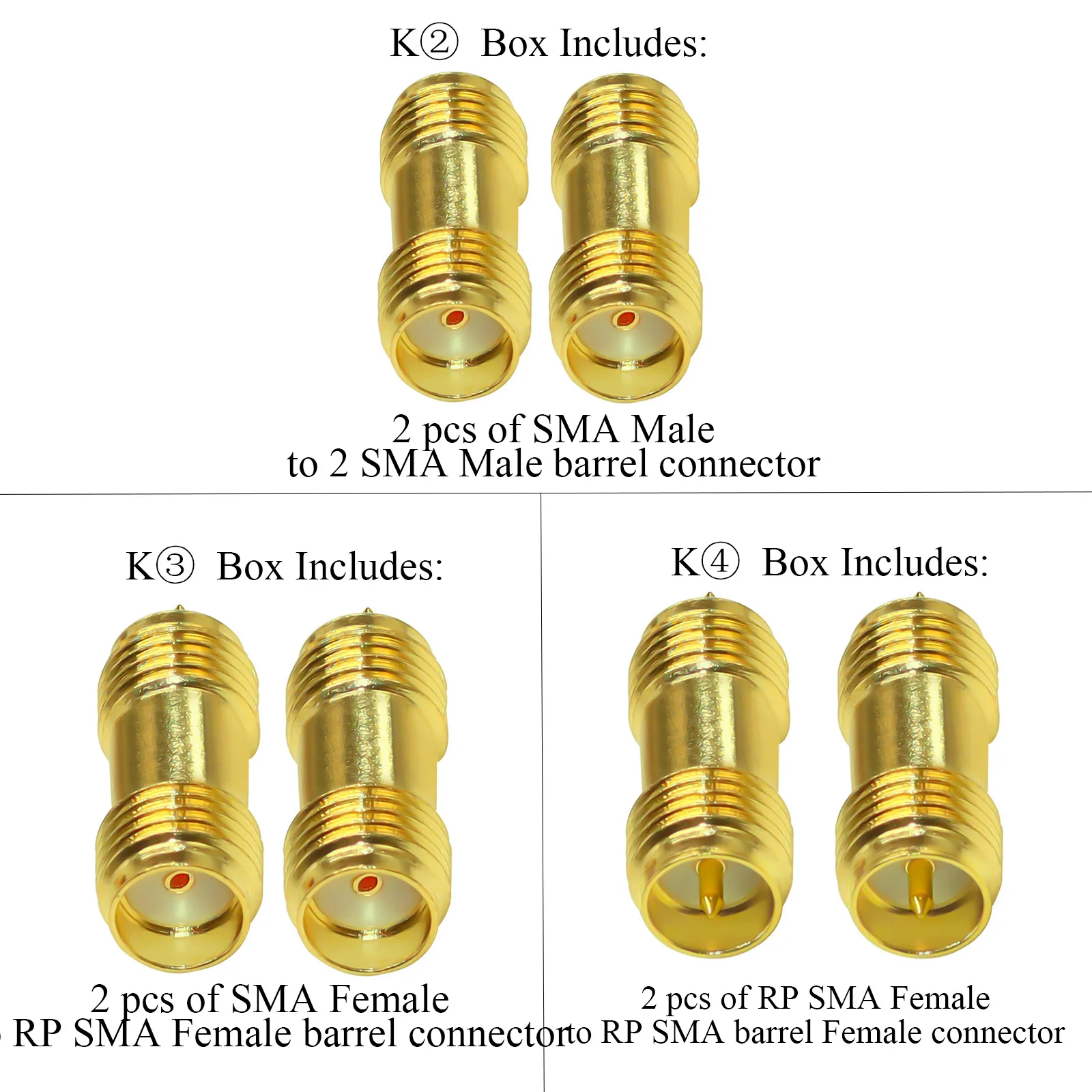 3 шт./лот 2 SMA муфта цилиндрический адаптер гнездо в женский RF разъем комплект