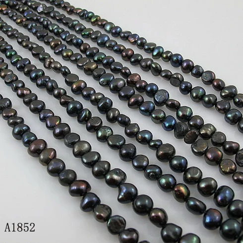 

Loose Pearl Jewelry Black Color Baroque AA 6-7MM Genuine Freshwater Pearl One Full Strand DIY Making Necklace Bracelet Earring