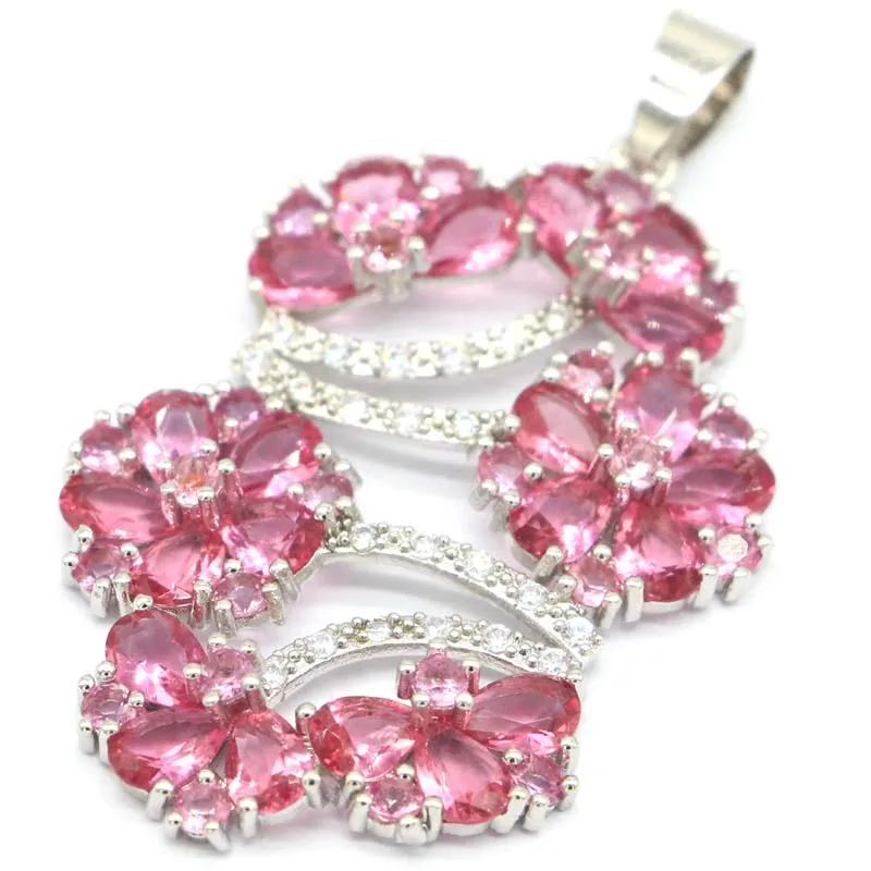 Женский розовый турмалиновый кулон Европейский дизайн 6 1 г 51x29 мм с цветами из