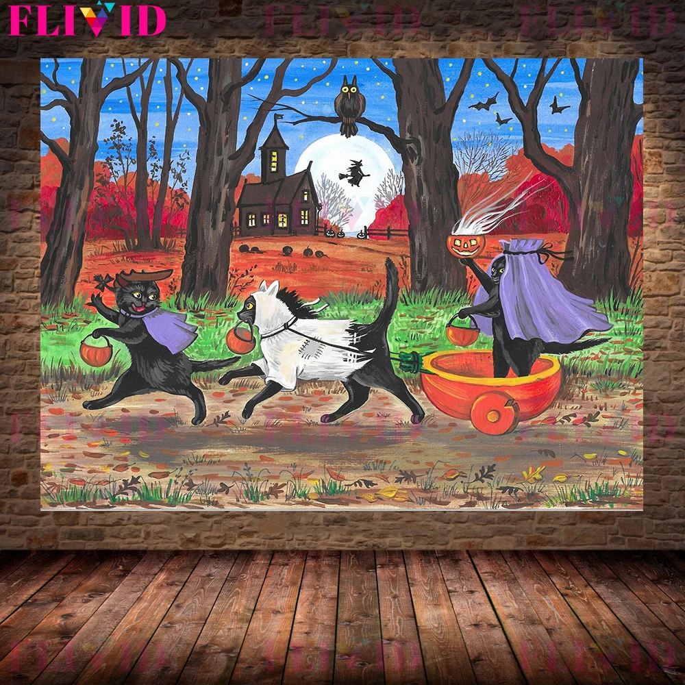 

Настенная картина Ведьма Лес Черный Кот