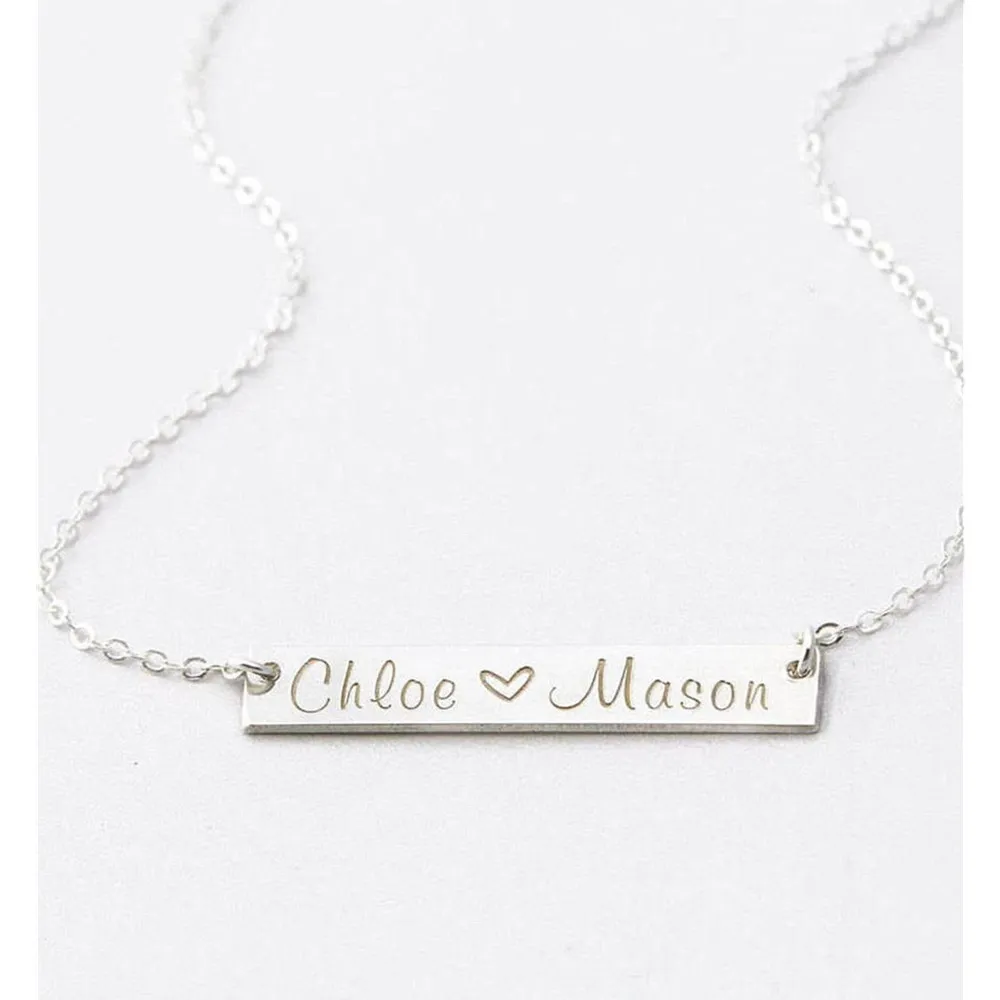 

Custom Gold Bar Name Plate Necklace Personalized Engraved Name Necklace Silver Necklace Christmas Birthday Gift for Her Mom Gift