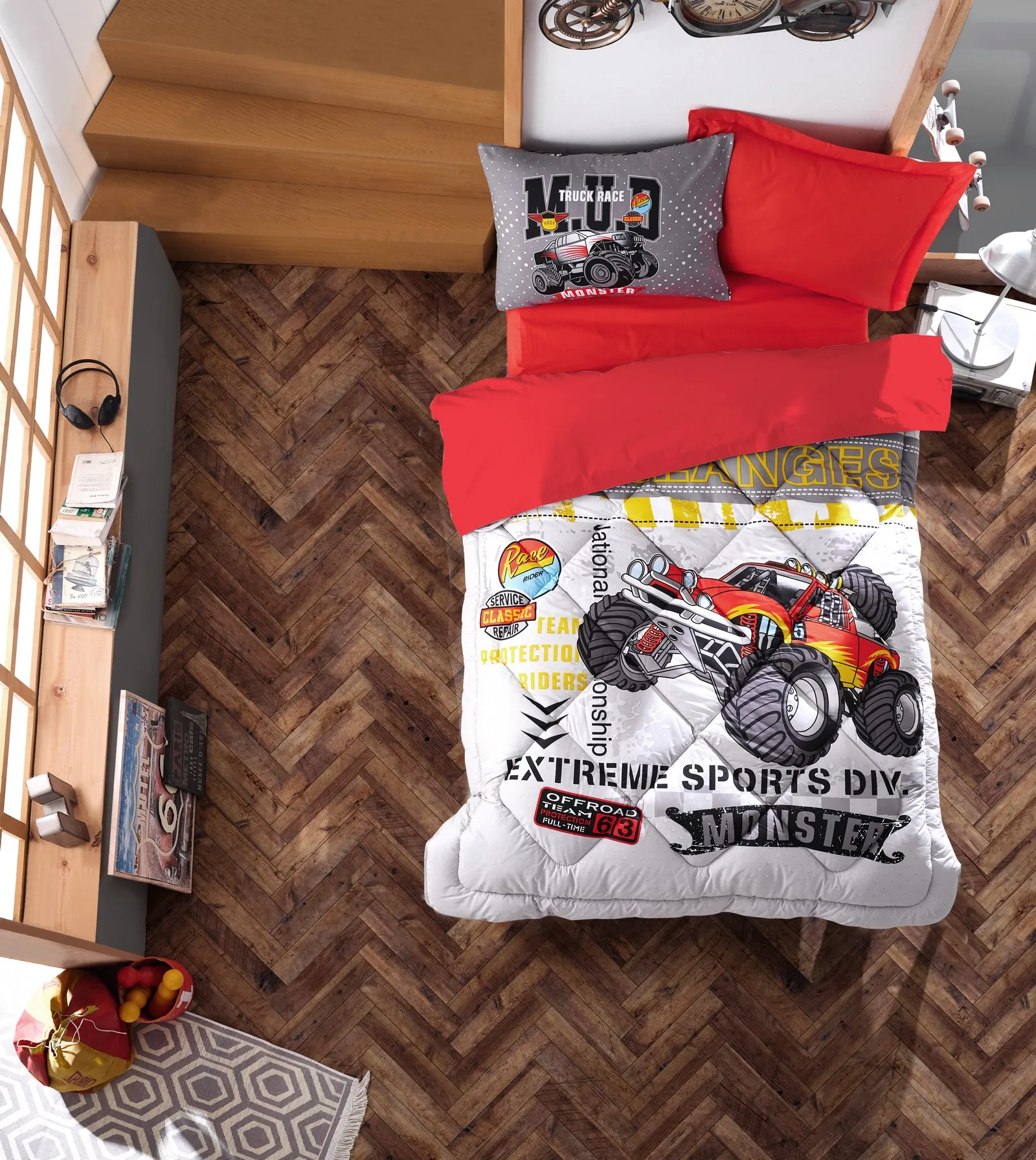 

Cotton Box Single Bedding, Bedding Set, Children's Room Decor, Quilt, Bed Sheets, Pillow Cases are manufactured in Turkey Monste