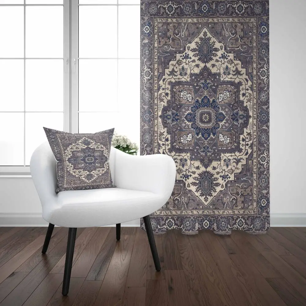 Еще Винтаж турецкий османский Аутентичные серо голубой 3D принт Гостиная Спальня