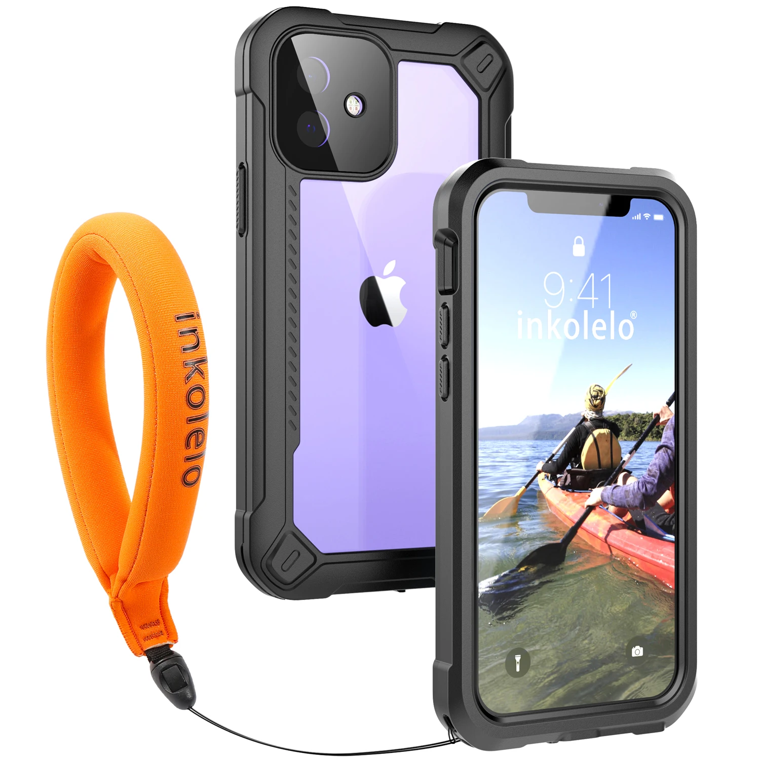 

Inkolelo iPhone 12 Waterproof Case New-Style Built-in Screen IP68 Full Sealed Shockproof Cover for Summer Swimming Diving Black